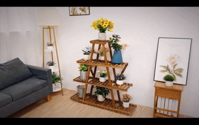 Wooden Pyramid Plant Shelf