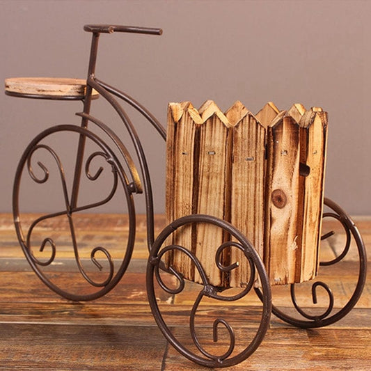 Vintage Wooden Bicycle Planter Plant Stand